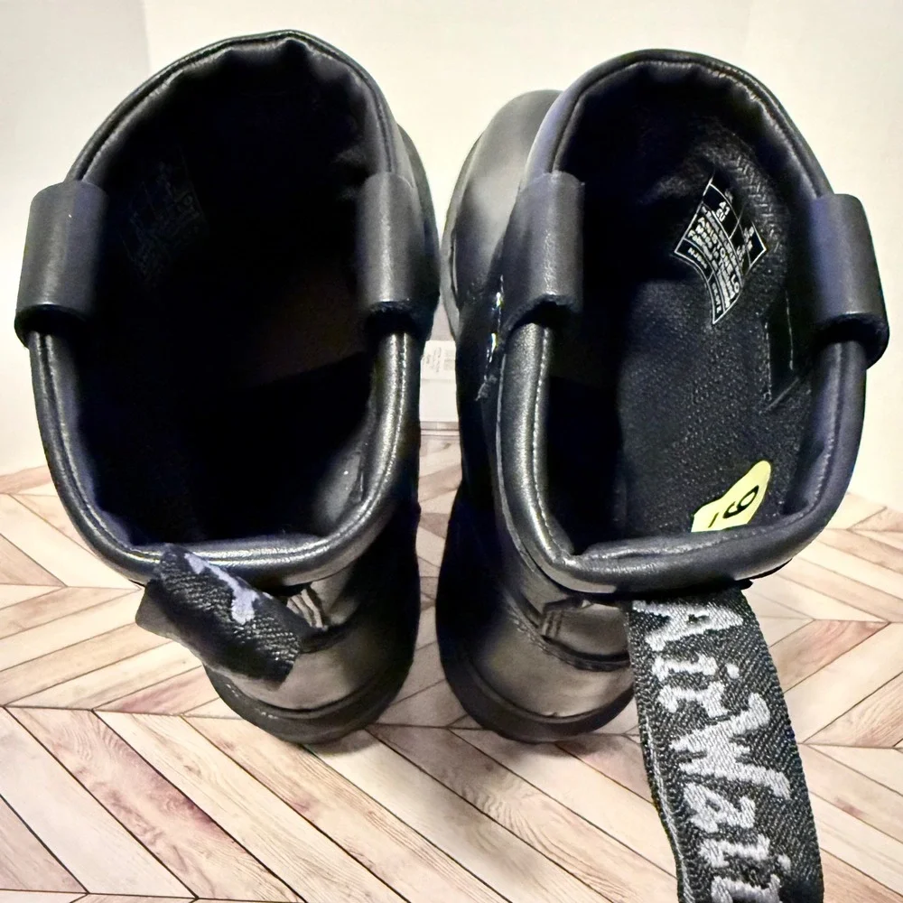 Dr Martens Anistone Lo All Black Leather Biker Boots Men 8 Wmn 9 Terminator Moto